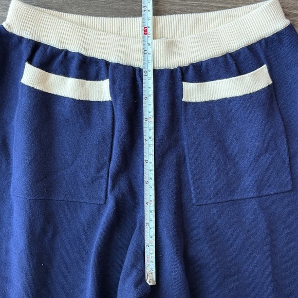 WAYF XS NWOT NAVY AND WHITE KNIT WIDE LEG PANTS - Picture 10 of 12